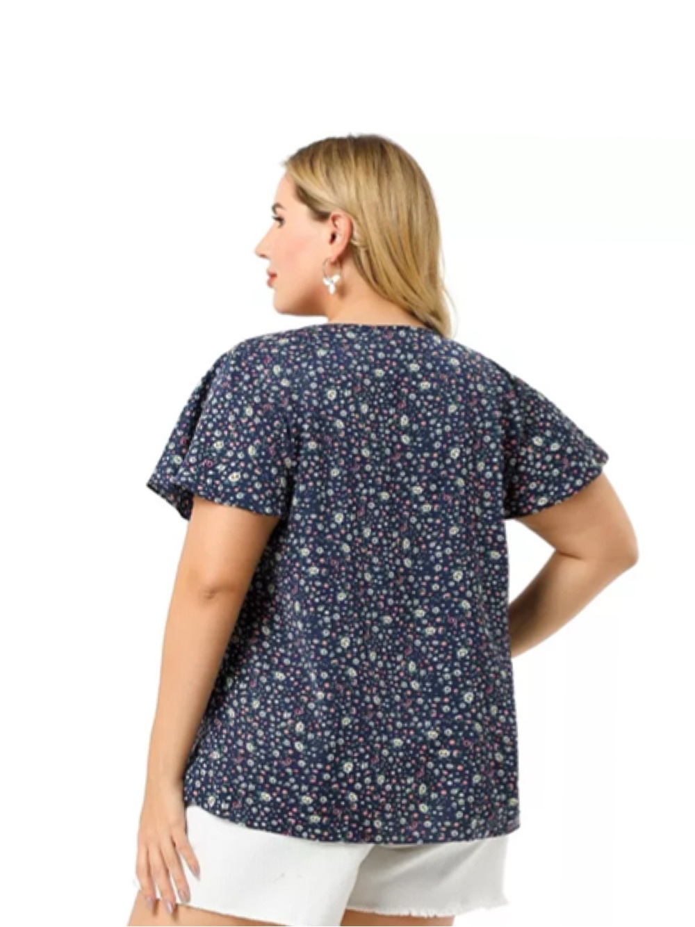 Floral Chiffon Blouse w/Keyhole • NWT • 27" p2p, 27" length - Picture 3 of 6